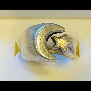 925 Silver Moon And Star Ring